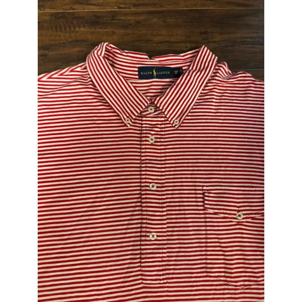Polo Ralph Lauren Men’s Sz 4XB red Stripe Short Sleeve